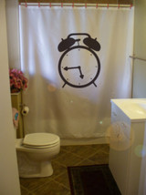 Shower Curtain alarm clock ring bell time early morning - $90.00