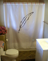 Printed Shower Curtain quill pen feather writing goose swan ink writer author - £70.40 GBP