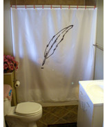 Printed Shower Curtain quill pen feather writing goose swan ink writer a... - £71.94 GBP