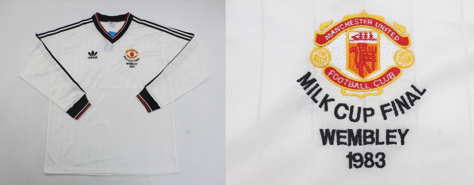 manchester united jersey 1983 shirt white milk cup final model long sleeve