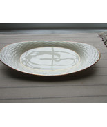 LENOX  13.5&quot;  BASKET WEAVE OVAL DISH BREAD PLATTER  24 KT GOLD RIM  - $12.82