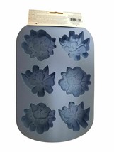 Wilton 6 cavity Silicone Floral Flower Treat Mold Blue 2 designs - £11.18 GBP