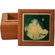 Vtg Kimberly Enterprises Graphic Art Mother &amp;Child Tile Wood Trinket Box Velvet  - £12.49 GBP