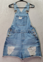 Denim &amp; Co. Shortalls Womens Size 6 Blue Distressed Denim Sleeveless Squ... - $13.95