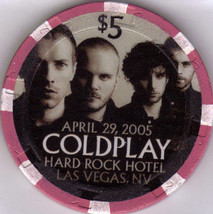 $5 Hard Rock Hotel Las Vegas Chip Coldplay 2005 Casino Chip - £9.40 GBP