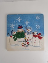 St Nicholas Square &quot;Button Up&quot; Snowman Christmas Trivet Wall Hanging 7x7... - $10.84