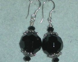 Black Crystal Beads Earrings - £3.17 GBP