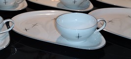 Fukagawa Arita 713 Cross Star Atomic Age SNACK TRAY &amp; TEACUP 12pc Set Fine China - £94.38 GBP