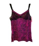 Betsey Johnson Fuchsia Black Lace Cup Print Camisole Small NWT - $28.05