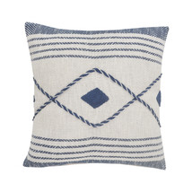 20&quot; X 20&quot; Blue And White 100% Cotton Coastal Zippered Pillow - £43.72 GBP