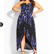 NWT CITY CHIC Electric Orchid Maxi Dress - black Size 16 - £91.70 GBP
