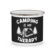 Personalized Camping Mug: 12oz Enamel Campfire Therapy Cup for Outdoor C... - £16.19 GBP