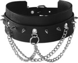 Cowhide Leather Necklace Neck Choker Cool Punk Gothic Collar for Women a... - £14.01 GBP