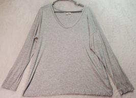 Loft Blouse Top Womens Size XL Gray Rayon Long Casual Sleeve Round Neck - £14.70 GBP