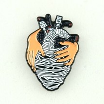 Hand Held Cord Wrapped Anatomical Heart Enamel Pin Fashion Jewelry Accessory