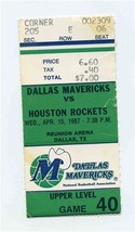 1987 Dallas Mavericks Houston Rockets Ticket Stub Reunion Arena Game 40  - £14.20 GBP