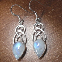 Blue Moonstone Infinity Teardrop 925 Sterling Silver Dangle Earrings u420i - £12.22 GBP