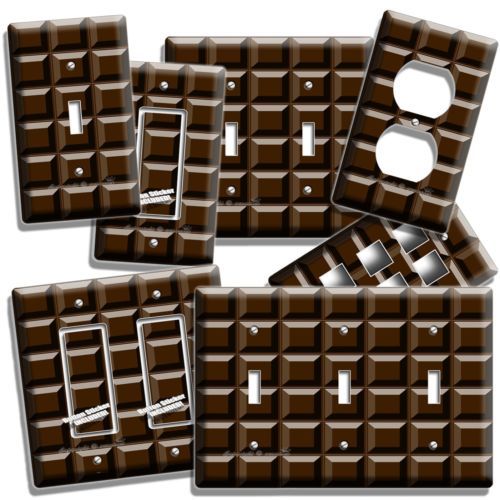 DARK CHOCOLATE BAR CUBES THEME LIGHT SWITCH OUTLET WALL PLATE KITCHEN HOME DECOR