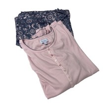 Pajamagram Two Piece Sz 2X Long Pants Pajama Set Gray Pink Paisley Comfort - £15.12 GBP
