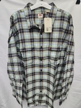 Levi's Mens Worker Relaxed Plaid Long Sleeve Button-Down Heavy Duty, Olive XXL image 3