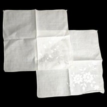 Lot of 2VTG Hanky Handkerchief White with White Embroidered Flowers 9.5”... - £14.91 GBP