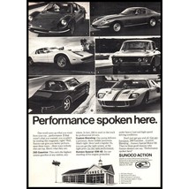 1973 Sunoco Service Gas Station Vintage Print Ad Porsche Ford GT Jaguar Wall Art - £8.20 GBP