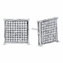 0.75Ct Coupe Ronde Simulé Cluster Diamant Clou Earrings IN 925 Argent Sterling - £62.22 GBP