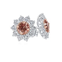 1.70 Karat Runde Kunstdiamanten Grown Vivid Pink Diamant Ohrstecker 14k ... - $46,218.25 MXN