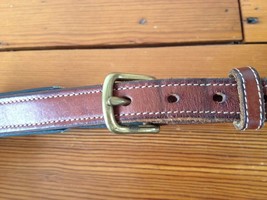 Vtg Tory English Bridle Leather Womens Belt Brass Nameplate Amanda Moloney 30 - £19.65 GBP