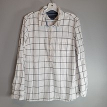 Tommy Hilfiger Womens Shirt Large White Striped 5 Buttons Adjustable Long Sleeve - £11.35 GBP