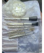 Vtg Towle Silver Plate  Hand Mirror And Makeup Tools Eyeshadow Blush Eye... - $61.67 CAD