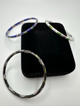 Vintage Lot Of Blue Black And White Cloisonné Bangles 2.5” - $12.83