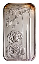 1978 Feliz Aniversario Por Madison Casa de Moneda 1 Oz. Plateado Barra A... - £64.13 GBP