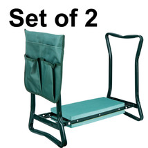 2Pcs Garden Kneeler Sturdy Bench Foldable Seat Portable Stool With Kneeling Pad - £75.91 GBP