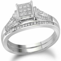 14kt White Gold Round Diamond Bridal Wedding Ring Band Set 1/5 Ctw - $711.91