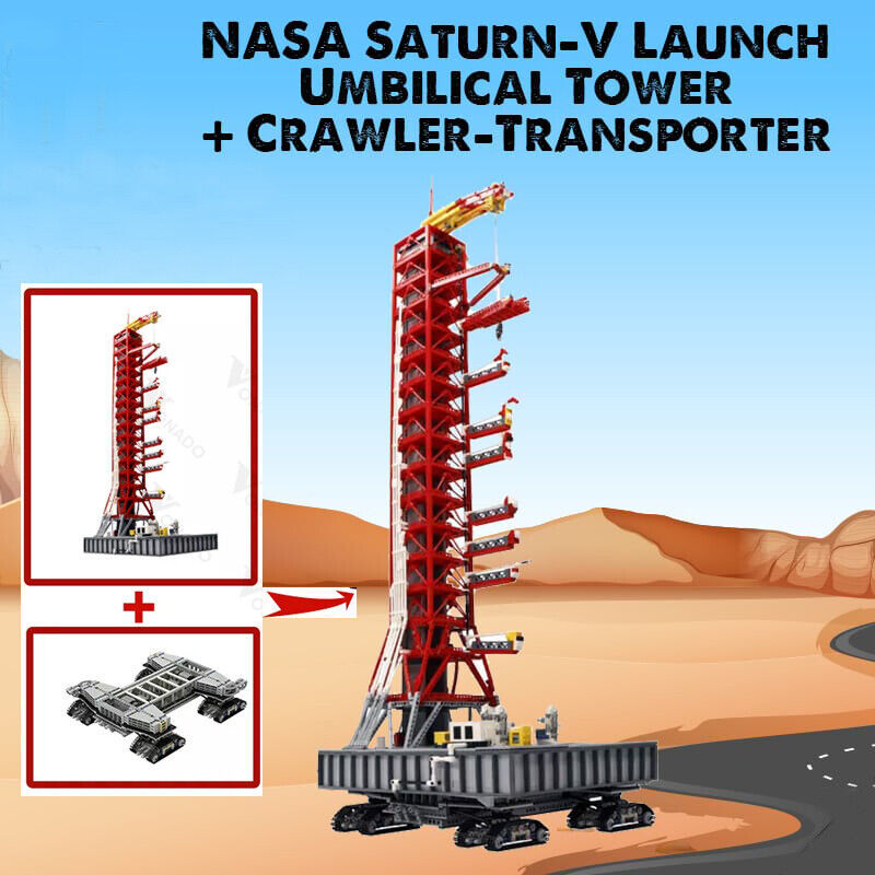 Saturn-V Launch Umbilical Tower Crawler-Transporter Building Block Set Brick Toy