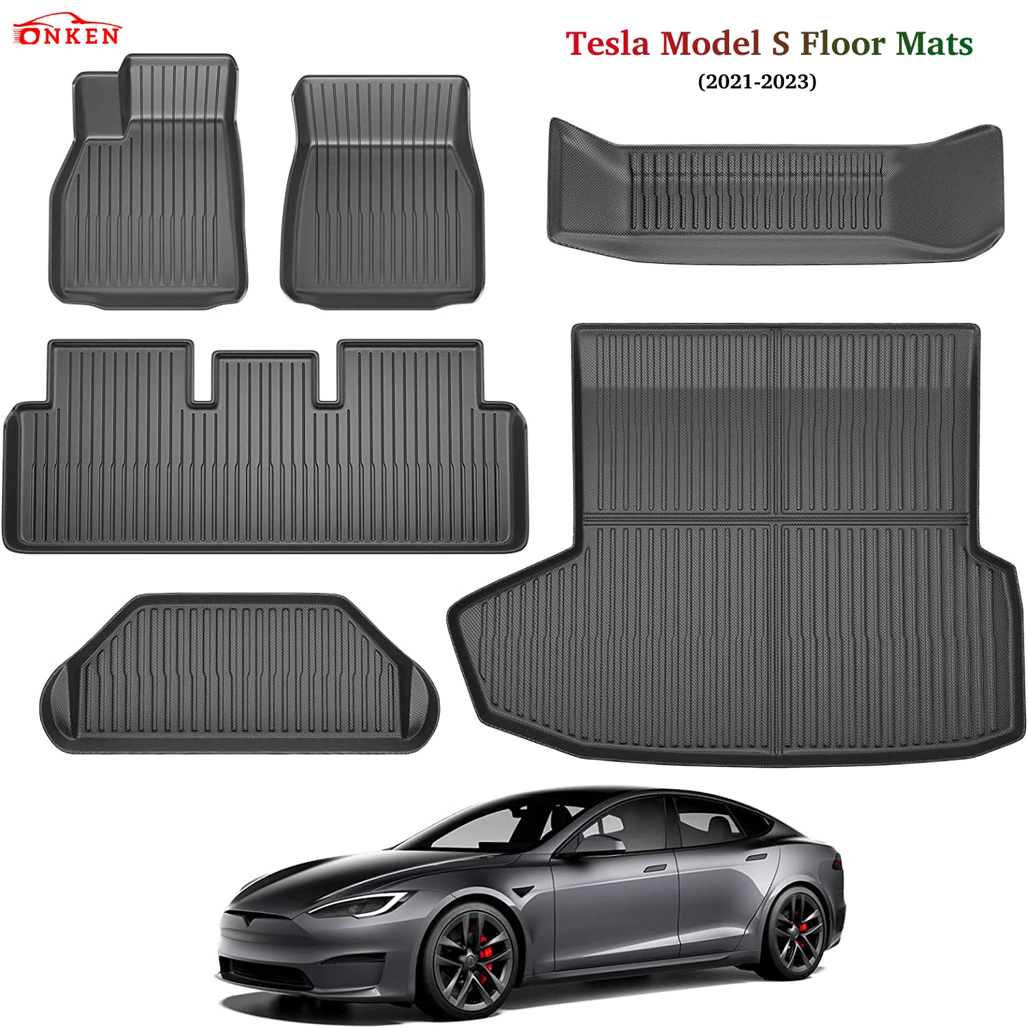 Fit 2021 2022 2023 Tesla Model S Floor Mats Cargo Mat Trunk Mat Cargo Liner - £106.22 GBP+
