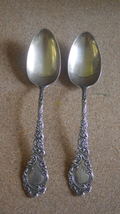2 ANTIQUE WALLACE STERLING SILVER LOUVRE PLACE SOUP SPOONS 1893  - $125.00