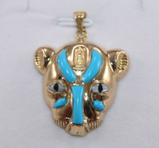 Pendentif Sekhmet Turquoise Bijoux Égyptiens Or 18K Pharaonic Lord of War... - £534.99 GBP