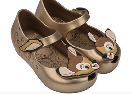 Mini Melissa Girls Bambi Gold Glitter Baby Doll Flat Shoes Size 5 Nib - £28.95 GBP