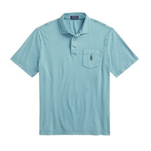 Polo Ralph Lauren Men&#39;s Short Sleeve Cotton Linen Polo Shirt Classic Fit Blue - £43.52 GBP