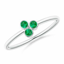 ANGARA 2mm Natural Emerald Trio Cluster Stackable Ring in Sterling Silver - £178.72 GBP