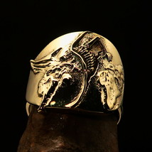 Excellent crafted Egg shaped Mens Skeleton Artwork Ring Birth of Death - Brass - £18.77 GBP+
