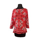 Talbots Womens The Talbots Tee Red 3/4 Sleeve Shirt Size Large Peacock P... - £11.98 GBP