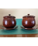 Set 2 Asian Japanese Teacup Wood Lacquered With Lid For 2 - $564.50 MXN