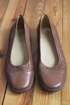 Lauren Ralph Lauren 9 B Brown Woven Leather Flats Slip On Joellen - £17.00 GBP