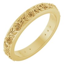 14K Yellow Gold 2.7 mm Floral Wedding Band Size 7 - £534.76 GBP