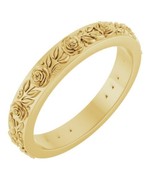 14K Yellow Gold 2.7 mm Floral Wedding Band Size 7 - $995.00