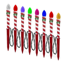 Gemmy Christmas Color Motion Candy Cane Stripe 8-Piece LED Pathway Markers - $39.55