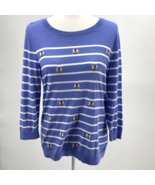 Talbots Petite 3/4 Sleeve Bumble Bee Sweater Size MP Blue Stripe Pullove... - $14.50